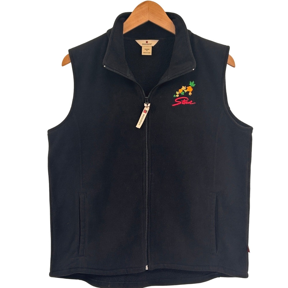 Woolrich Fleece Vest Women's Full Zip Ski‎ Hiking Cabin Outdoor Black Medium